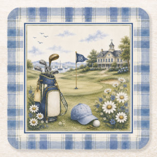 Blue Teddy Bear Country Club Golf Rechteckiger Pappuntersetzer