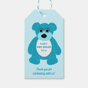 Blue Teddy Bear Custom Baby Dusche Geschenkanhänger