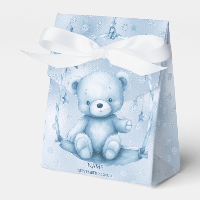 Blue Teddy Bear Favor Box Geschenkschachtel (Vorderseite)
