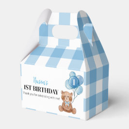 Blue Teddy Bear First Birthday Party Gefälligkeits Geschenkschachtel