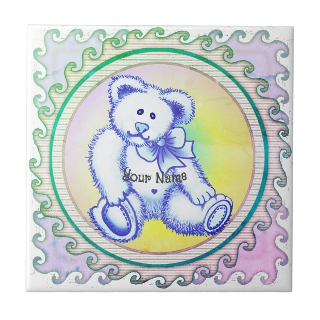 Blue Teddy Bear Fliese (Vorderseite)