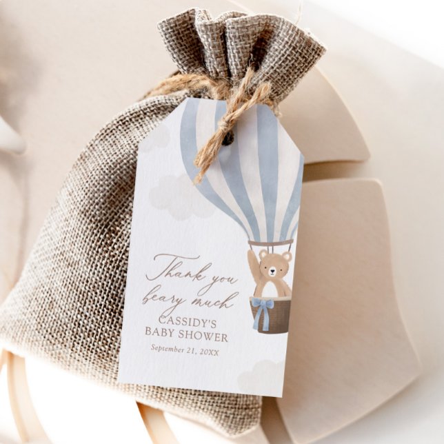 Blue Teddy Bear Hot Air Ballon Babydusche Geschenkanhänger (Von Creator hochgeladen)