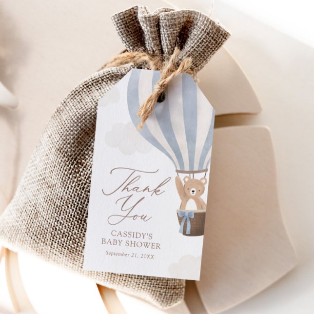 Blue Teddy Bear Hot Air Ballon Babydusche Geschenkanhänger (Von Creator hochgeladen)