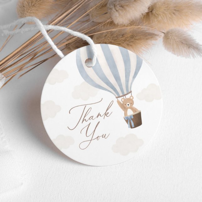 Blue Teddy Bear Hot Air Ballon Babydusche Geschenkanhänger (Von Creator hochgeladen)