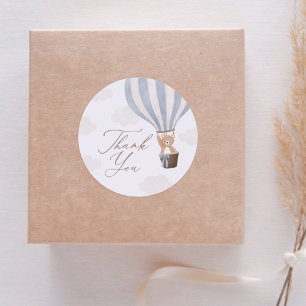 Blue Teddy Bear Hot Air Ballon Babydusche Runder Aufkleber