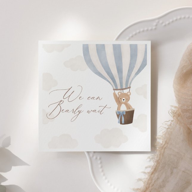 Blue Teddy Bear Hot Air Ballon Babydusche Serviette (Von Creator hochgeladen)