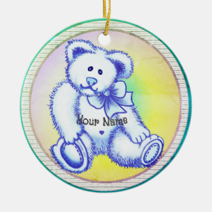 Blue Teddy Bear Keramik Ornament