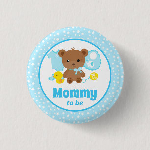 Blue Teddy Bear Kleidung Baby Dusche Mommy zu sein Button