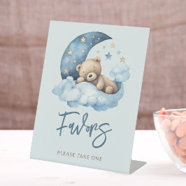 Blue Teddy Bear Moon Baby Shower Favoriten Sockelschild
