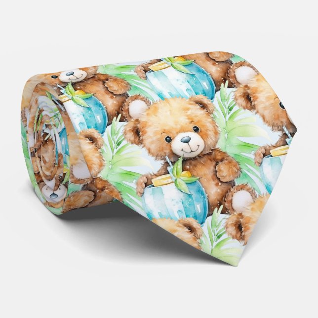 Blue Teddy Bear Neck Tie Krawatte (Gerollt)