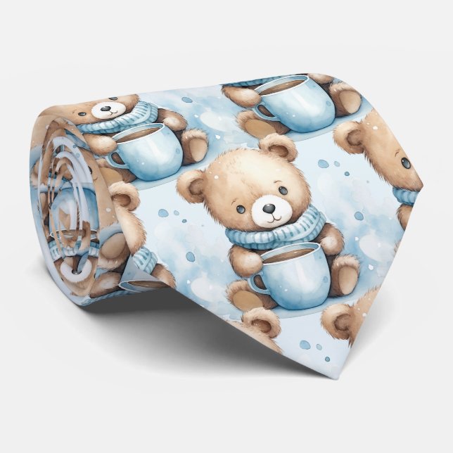 Blue Teddy Bear Neck Tie Krawatte (Gerollt)