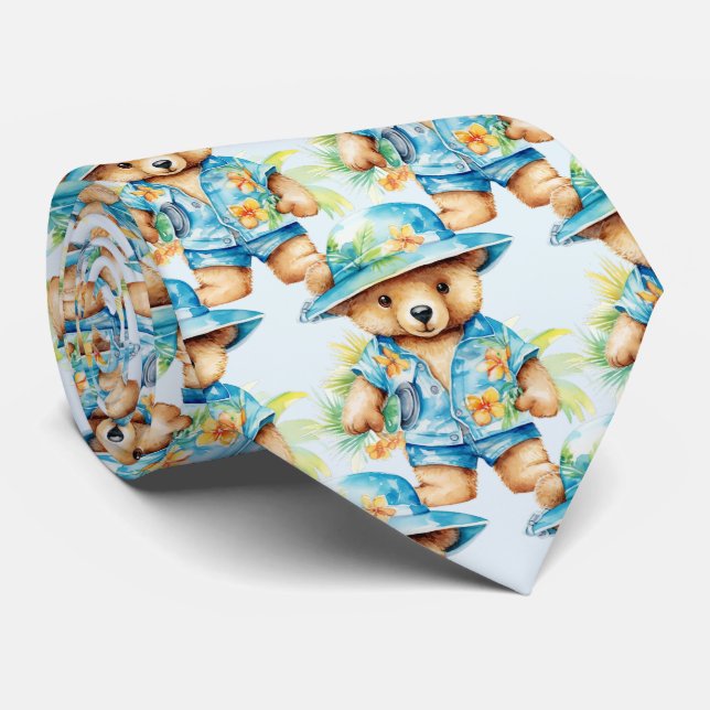 Blue Teddy Bear Neck Tie Krawatte (Gerollt)