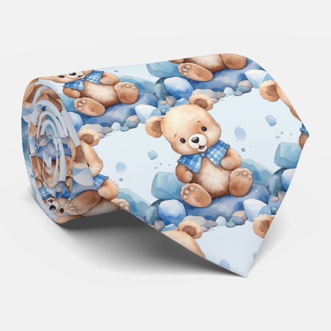 Blue Teddy Bear Neck Tie Krawatte (Gerollt)
