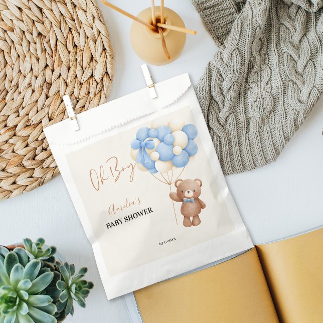 Blue Teddy Bear Oh Boy Balloon Baby Dusche Geschenktütchen (Von Creator hochgeladen)