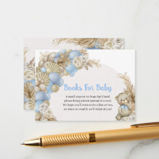 Blue Teddy Bear Pampas Balloon Arch Books for Baby Begleitkarte