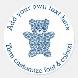 Blue Teddy Bear Runder Aufkleber