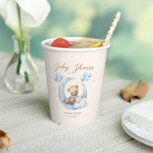 Blue Teddy Bear Stars Baby Dusche Pappbecher