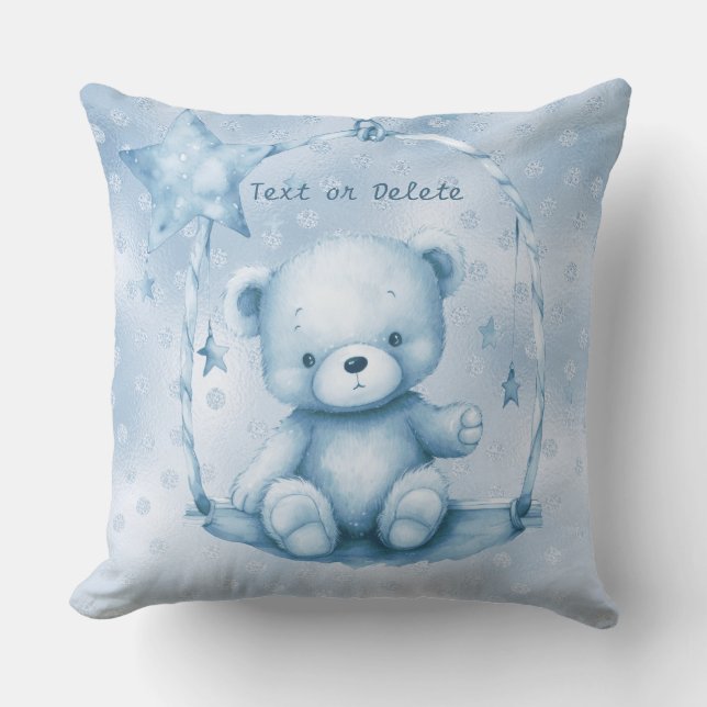 Blue Teddy Bear Throw Kissen (Vorderseite)