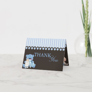 Blue Teddy Bear Vielen Dank Card Dankeskarte