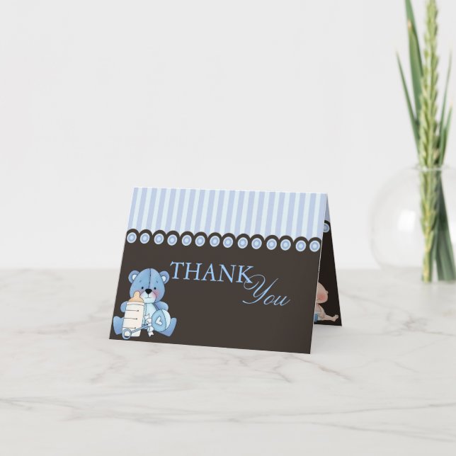 Blue Teddy Bear Vielen Dank Card Dankeskarte (Vorderseite)