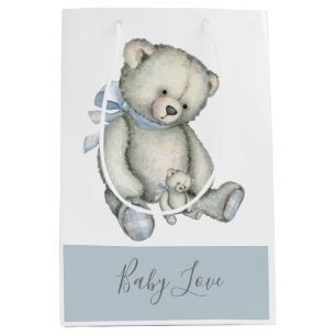 Blue Teddy Bear Vintag Watercolor Rustikal Mittlere Geschenktüte