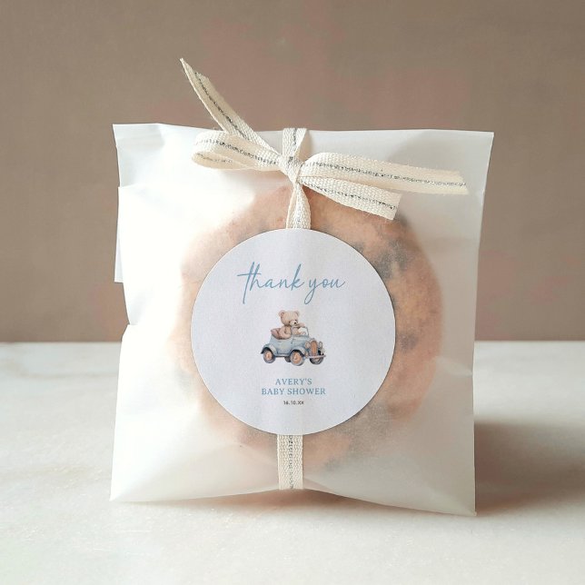 Blue Teddy Bear wir können frühzeitig abwarten Bab Runder Aufkleber (Von Creator hochgeladen)