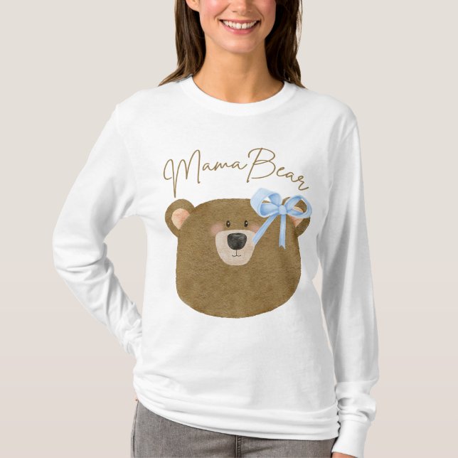 Blue Teddy Bearly Wait Mama Bear Boy Baby Dusche T-Shirt (Vorderseite)