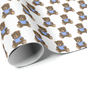 Blue Teddy Bears Wrapping Paper Geschenkpapier