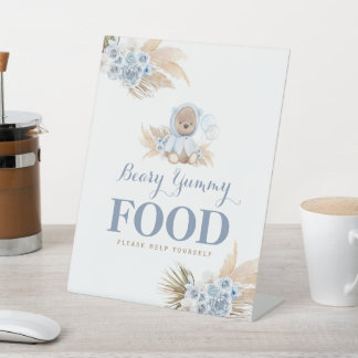 Blue Teddy Beary Beary Yummy Food Table Sign Sockelschild