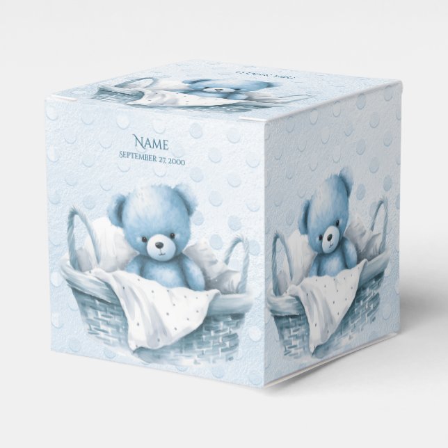 Blue Teddy Beer in Basket Gevor Box Geschenkschachtel (Vorderseite)