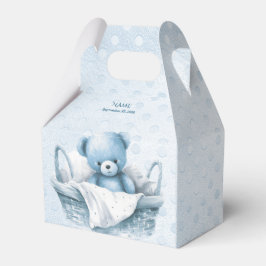 Blue Teddy Beer in Basket Gevor Box Geschenkschachtel