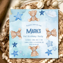 Blue Teddy trägt niedliche Geburtstag Party Einlad