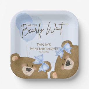 Blue Teddy wir können frühzeitig abwarten Baby Dus Pappteller