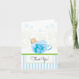 Blue Tee Cup Baby Dusche Danke Karte