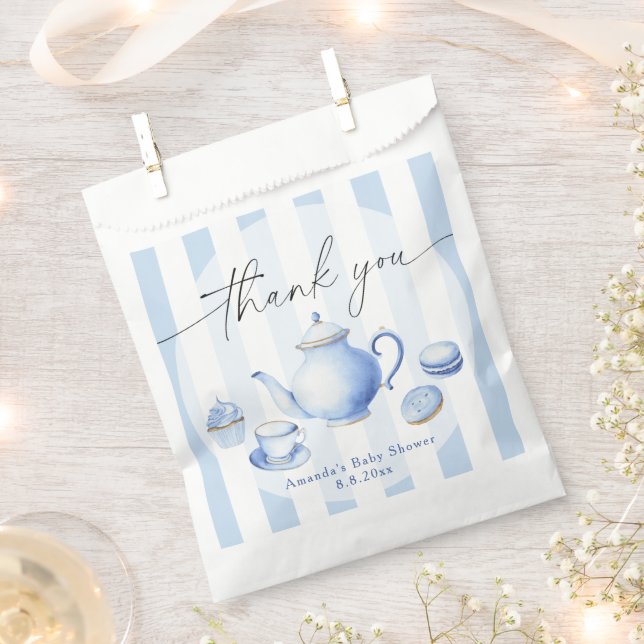 Blue Tee Party Baby Dusche Danke Geschenktütchen (Ausgeschnitten)