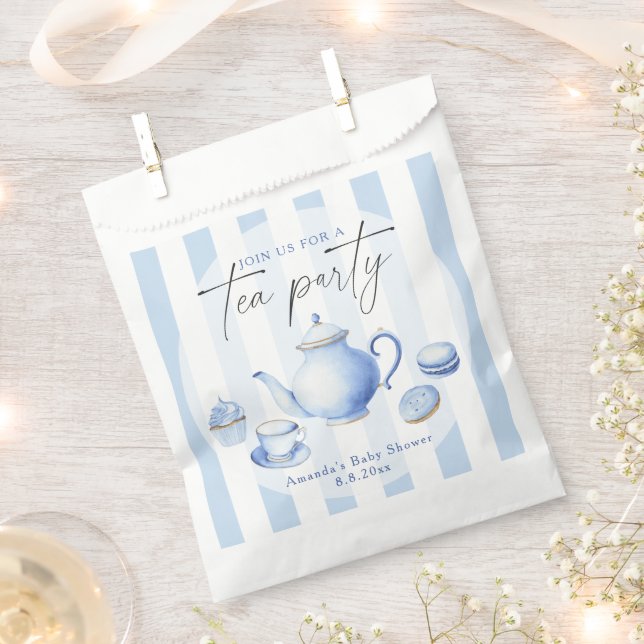 Blue Tee Party Baby Dusche Geschenktütchen (Ausgeschnitten)