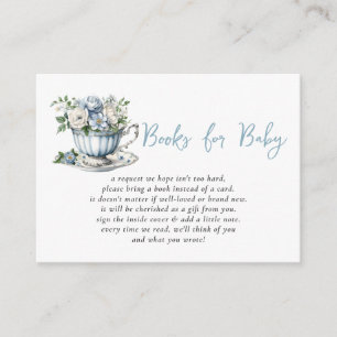 Blue Tee Party Boy Baby Shower Buchanfrage Begleitkarte