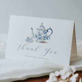 Blue Tee Party Vielen Dank Note Card Dankeskarte