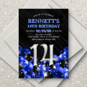 Blue Teen Boy 14. Geburtstag Einladung