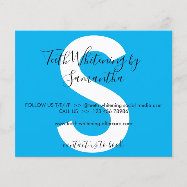 Blue Teeth Whitening Aftercare Instruction Tipp (Vorderseite)