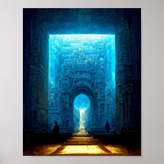 Blue Tempel Fantasy Science Fiction Poster (Vorne)