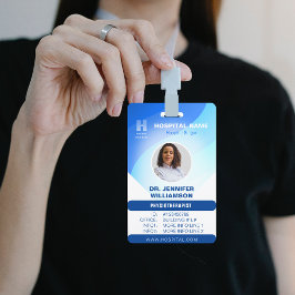 Blue Template Hospital QR Code Employee Photo ID Ausweis