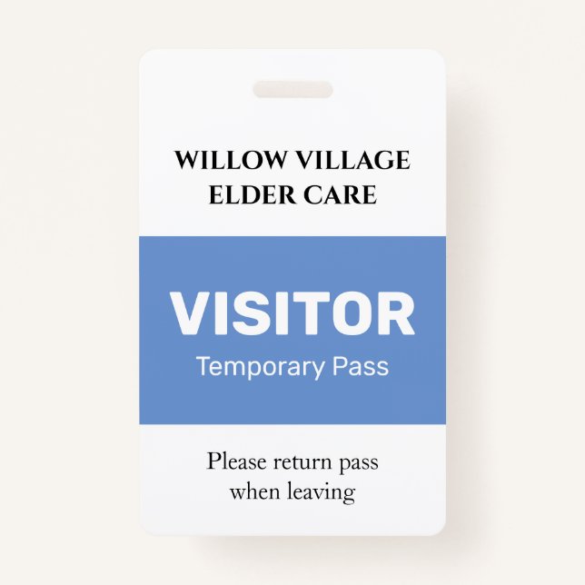 Blue Temporary Guest Pass Hospital Care Zuhause Ausweis (Vorderseite)