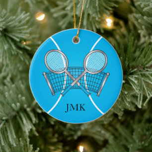 Blue Tennis Ball   Personalisieren Keramik Ornament