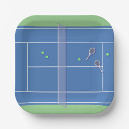 Blue Tennis Court Modern Tennis Player Pappteller