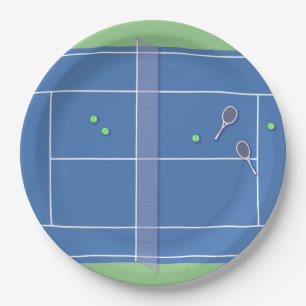 Blue Tennis Court Modern Tennis Player Pappteller