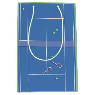 Blue Tennis Court Preppy Modern Tennis Player Mittlere Geschenktüte