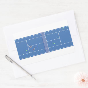 Blue Tennis Court Preppy Modern Tennis Player Rechteckiger Aufkleber