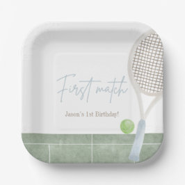 Blue Tennis First Birthday Boy Preppy Classic  Pappteller