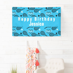 🎾 💙 🤍 Blue Tennis Party Banner